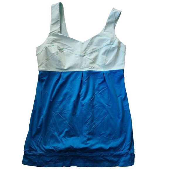 Lululemon Women's Blue Two Tone Colorblock Scoop Neck Tank Top Size 8 - Picture 1 of 7